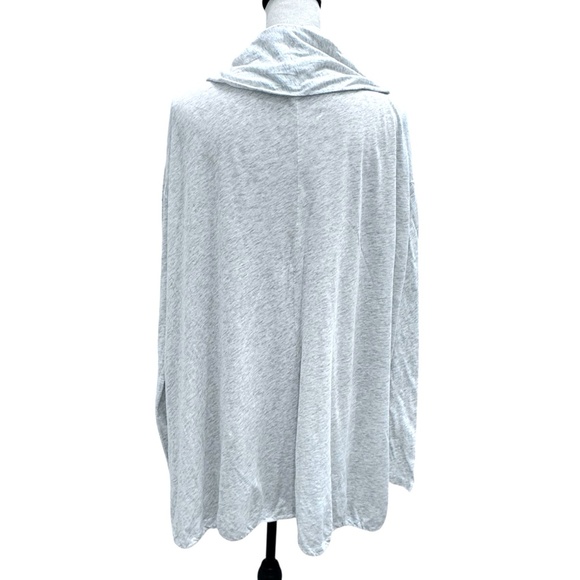 PURE DKNY HEATHER OATMEAL/GRAY OPEN FRONT DRAWSTRING HEM COTTON CARDIGAN - Picture 4 of 14